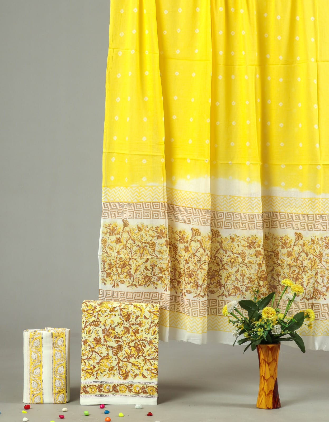 Exclusive Hand Block Cotton Suit With Cotton Dupatta(BFCOT67)