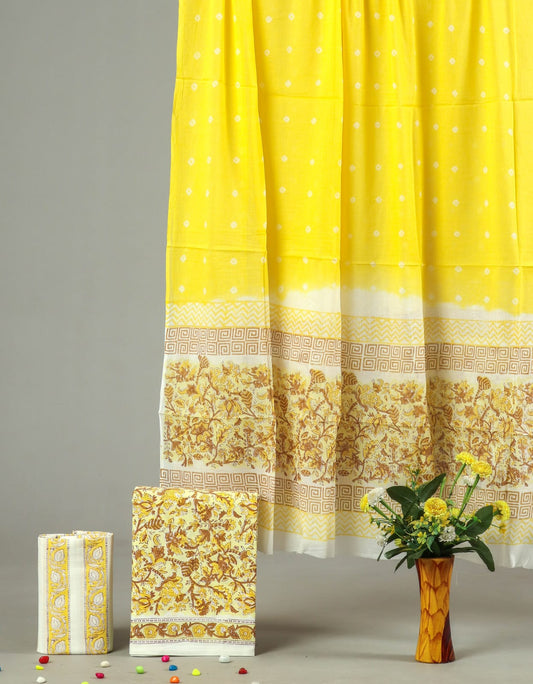 Exclusive Hand Block Cotton Suit With Cotton Dupatta(BFCOT67)