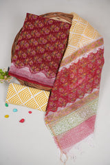 Premium Sanganeri Printed kota Suit With Kota Doria Duppta(BFFKO20)