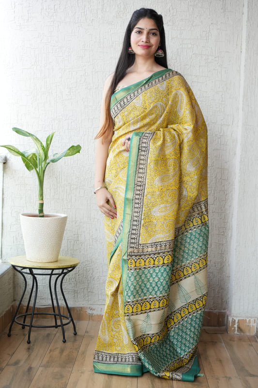 New Designer Hand Block Print Maheshwari Silk Saree (BFMSARE78)