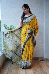 New Designer Hand Block Print Maheshwari Silk Saree (BFMSARE06)