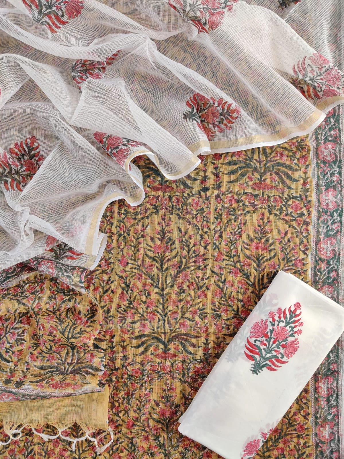 Premium Sanganeri Printed kota Suit With Kota Doria Duppta(BFFKO66)