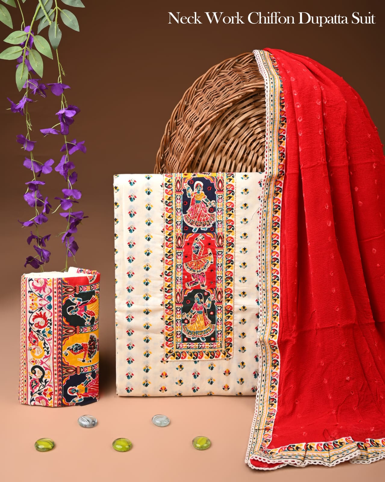 PREMIUM GOTA PATTI COTTON SUIT SET WITH CHIFFON DUPATTA