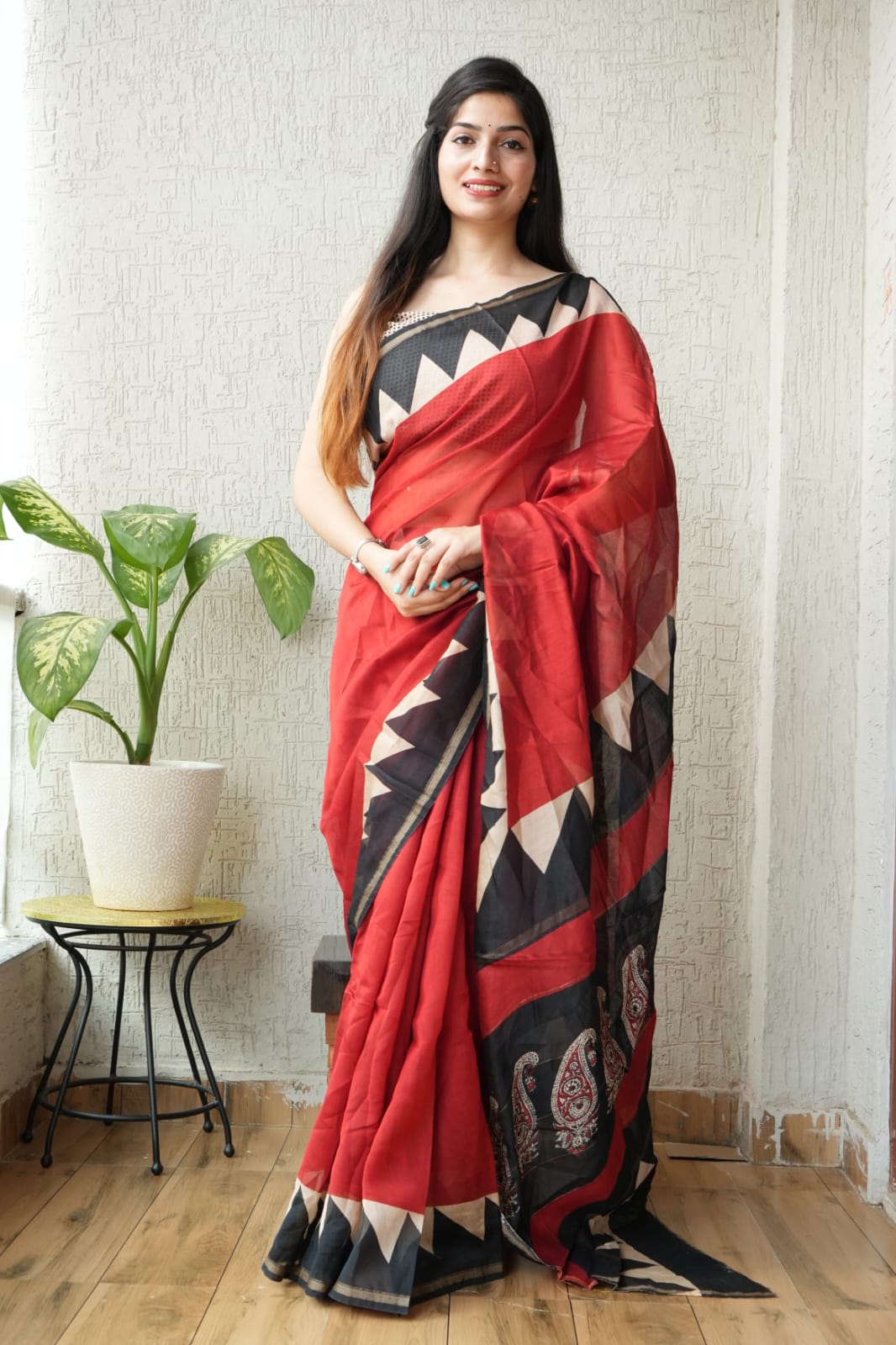 New Designer Hand Block Print Chanderi Silk Saree(BFCS04)