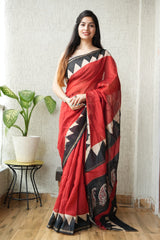 New Designer Hand Block Print Chanderi Silk Saree(BFCS04)