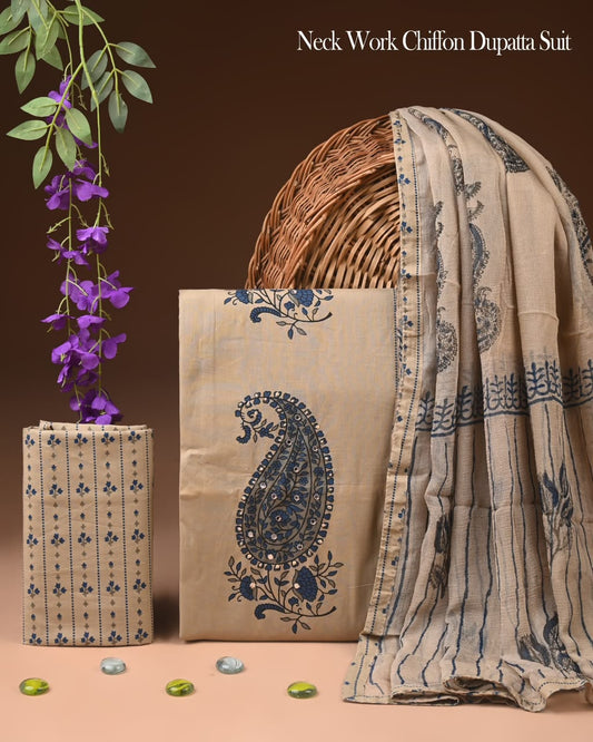 PREMIUM GOTA PATTI COTTON SUIT SET WITH CHIFFON DUPATTA