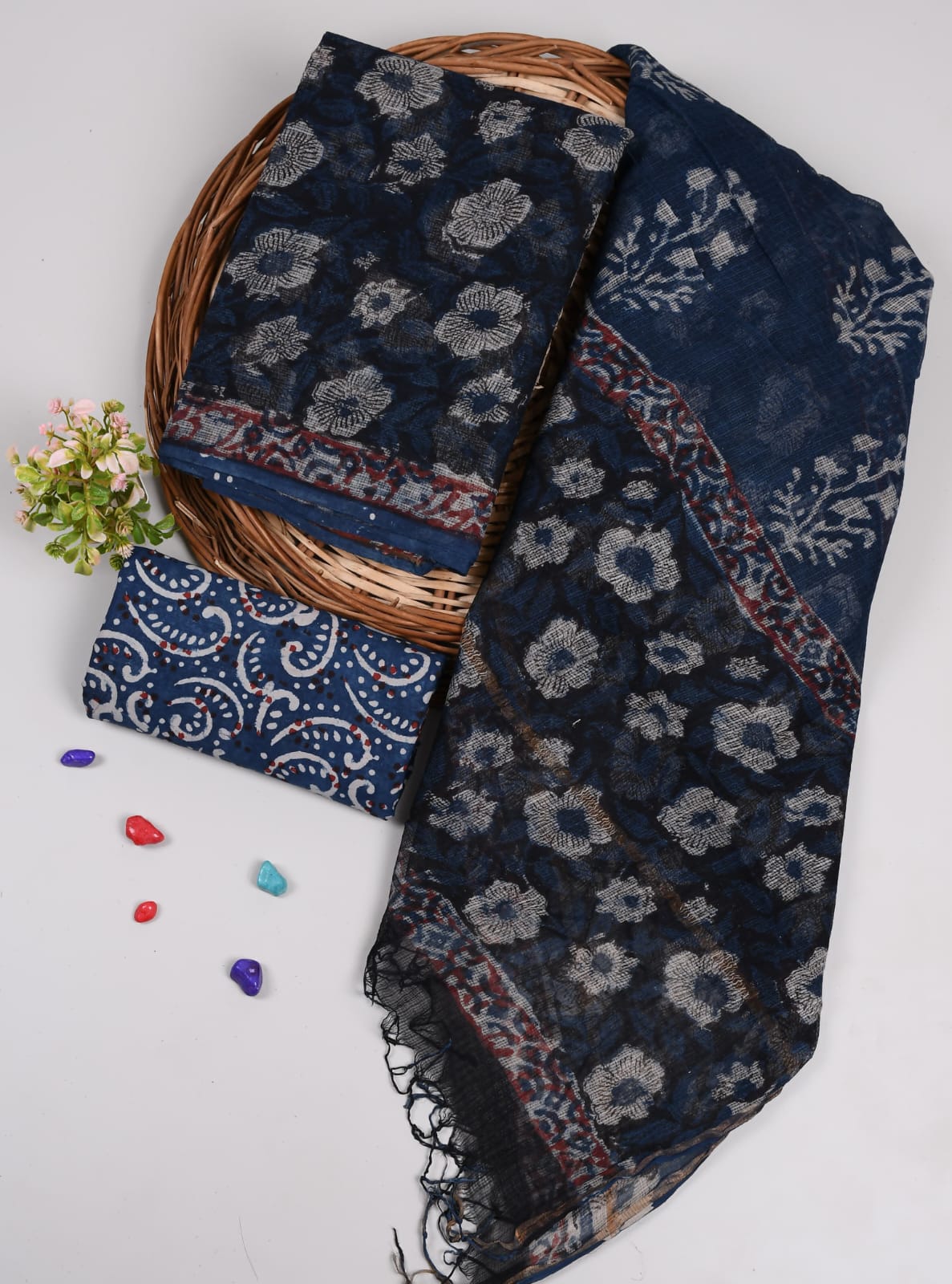 Premium Sanganeri Printed kota Suit With Kota Doria Duppta(BFFKO78)