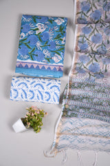 Premium Sanganeri Printed Cotton Suit With Kota Doria Duppta(BFCOTKD15)