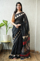 New Designer Hand Block Print Chanderi Silk Saree(BFCS44)