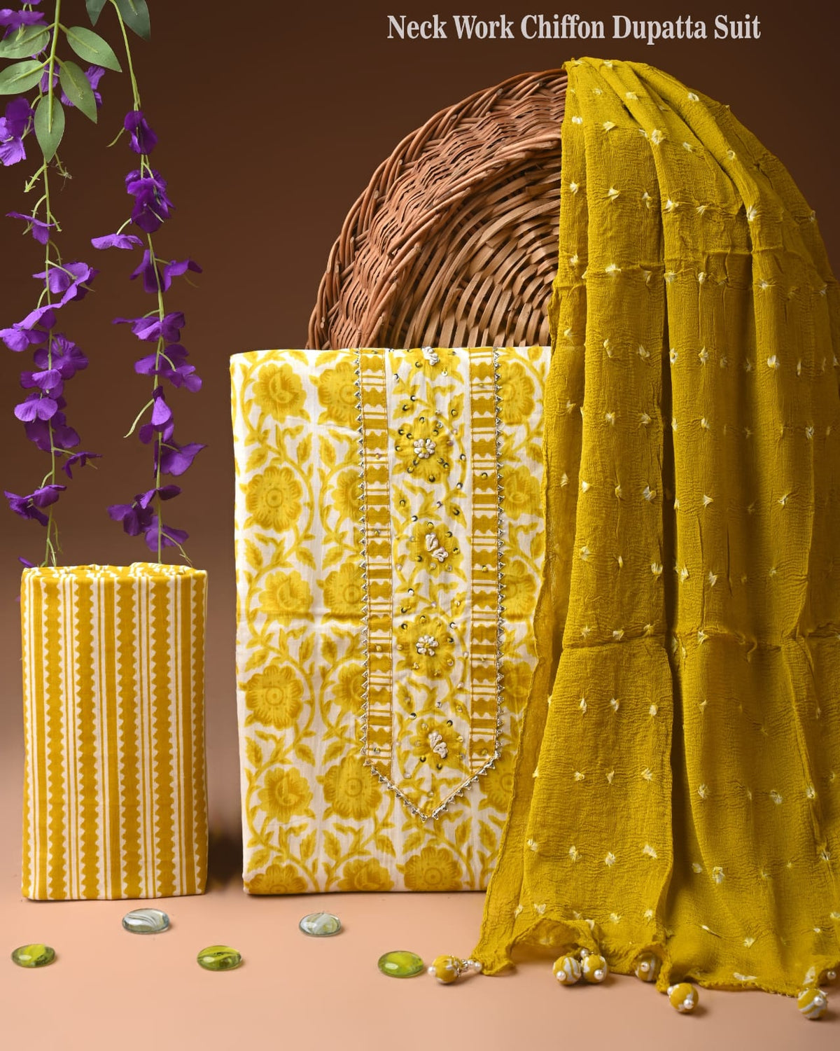 PREMIUM GOTA PATTI COTTON SUIT SET WITH CHIFFON DUPATTA(BSCOTGC74)