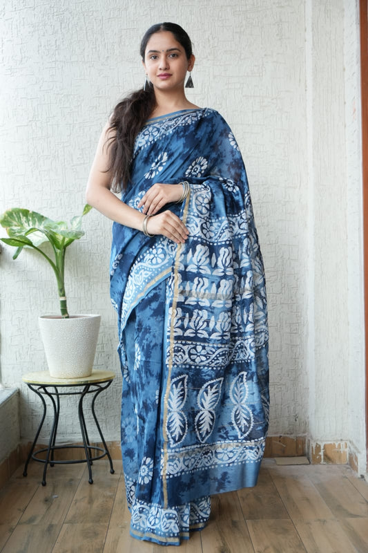 New Designer Hand Block Print Chanderi Silk Saree(BFCS62)