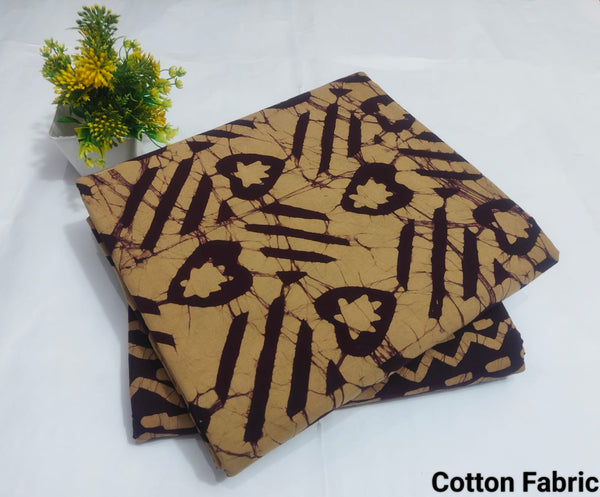 Mustard Brown Batik Cotton Fabric | (BFTB124)