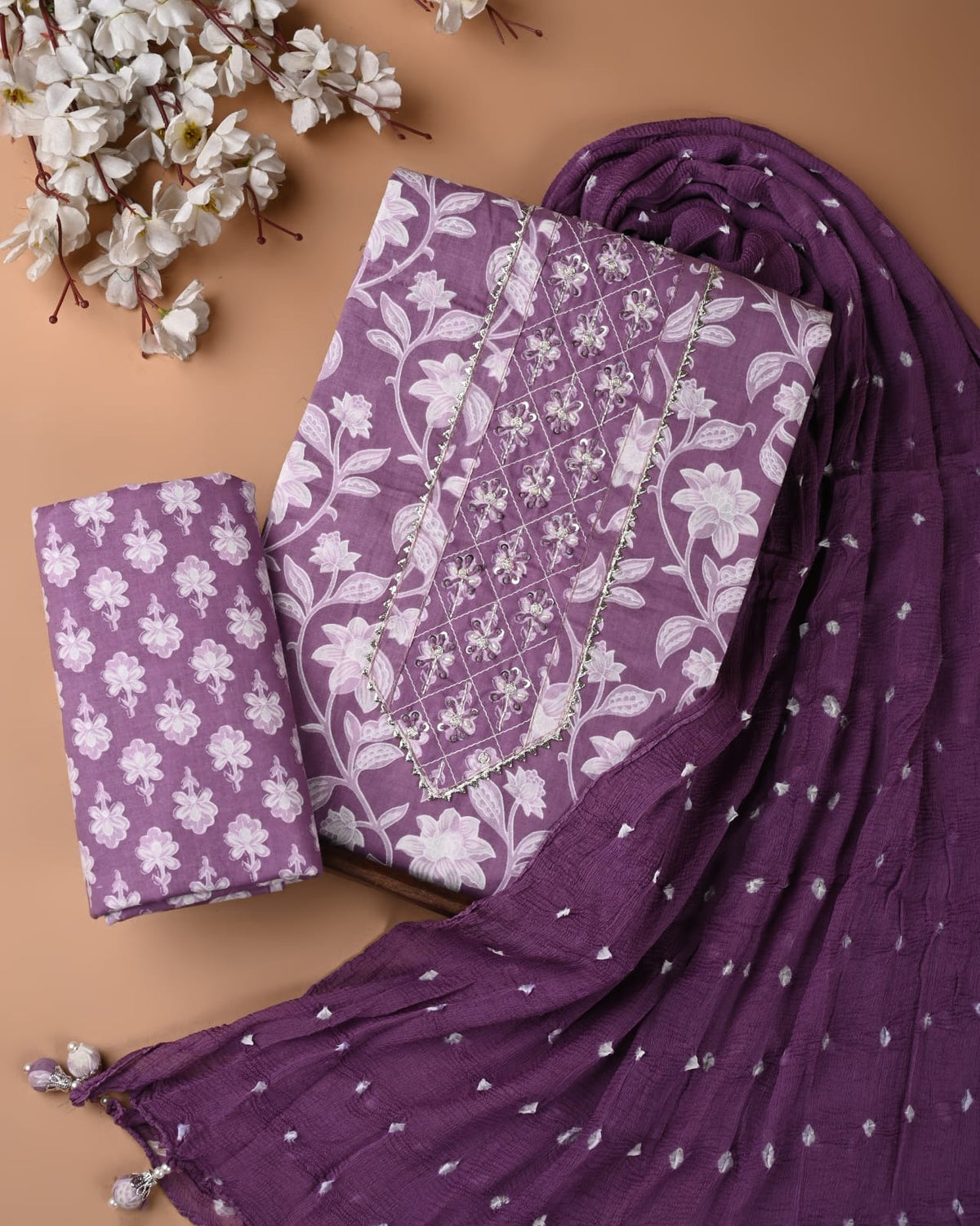 PREMIUM GOTA PATTI COTTON SUIT SET WITH CHIFFON DUPATTA(BSCOTGC10)