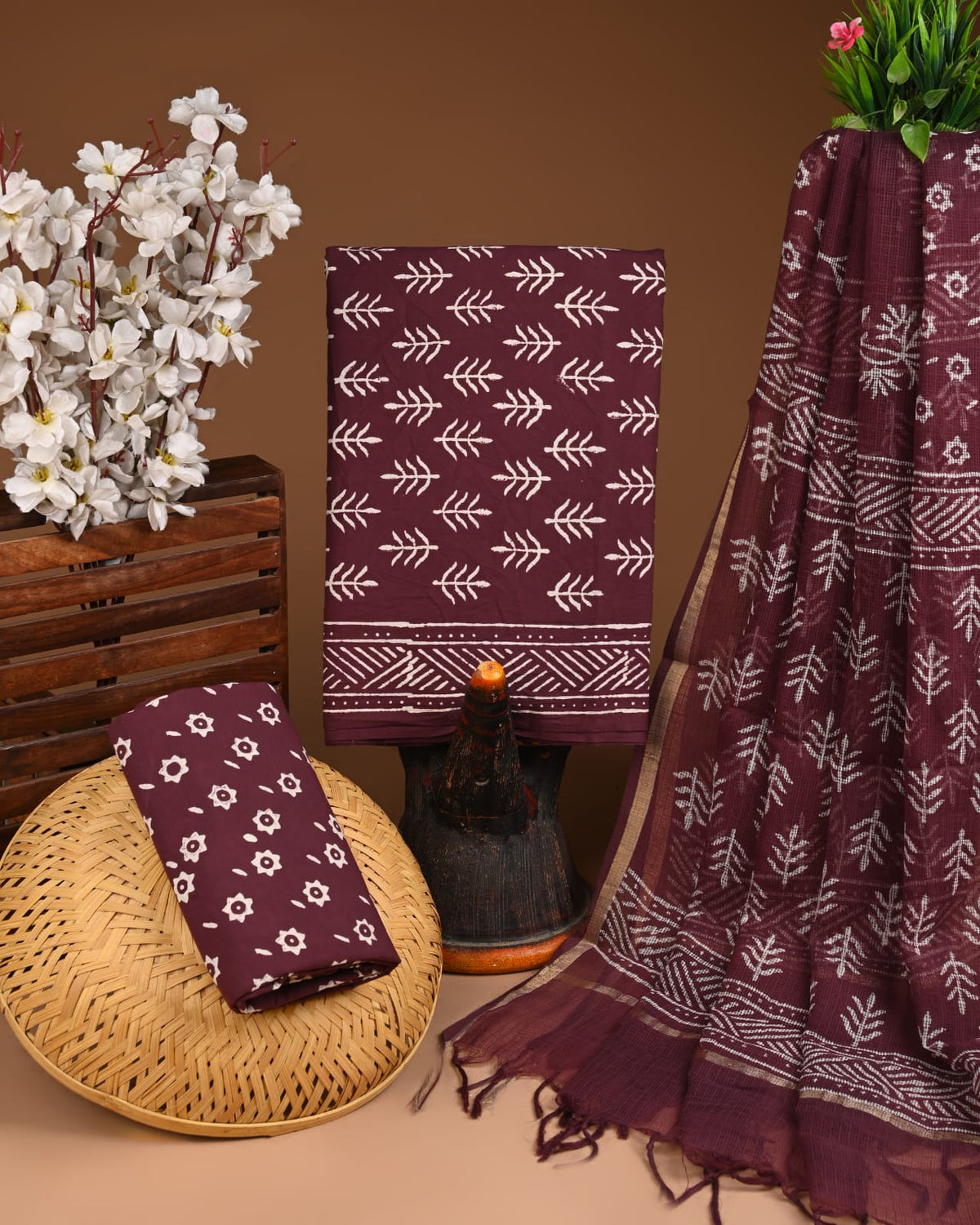 Premium Sanganeri Printed Cotton Suit With Kota Doria Dupatta