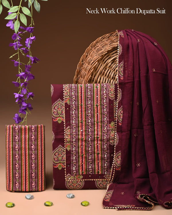 PREMIUM GOTA PATTI COTTON SUIT SET WITH CHIFFON DUPATTA