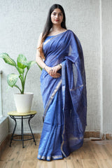 New Designer Hand Block Print Maheshwari Silk Saree (BFMSARE59)
