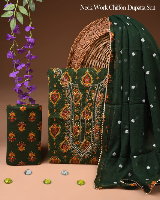PREMIUM GOTA PATTI COTTON SUIT SET WITH CHIFFON DUPATTA