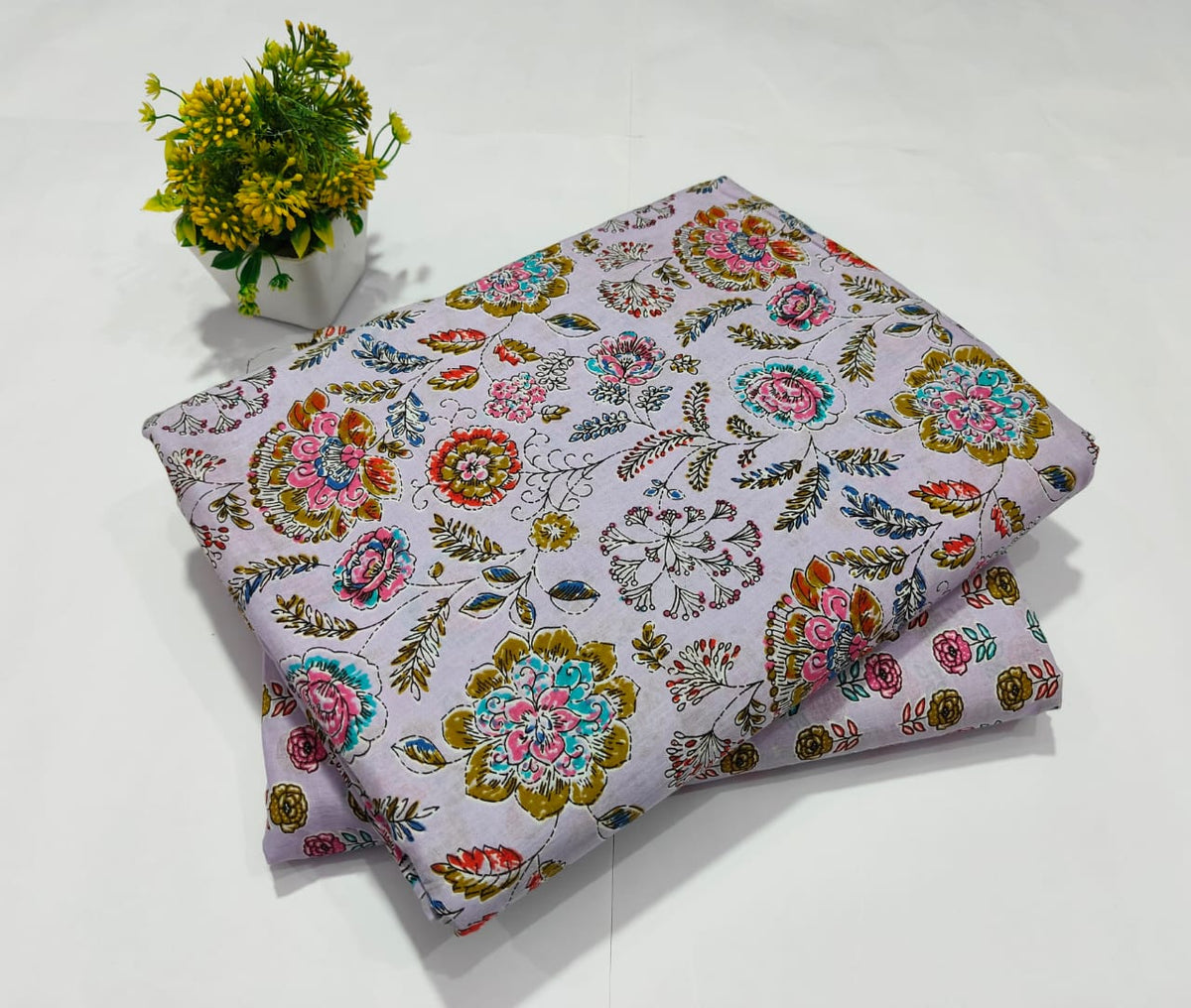 Premium Hand Block Printed Cotton Suit Top And Bottom Set(BFTB100)