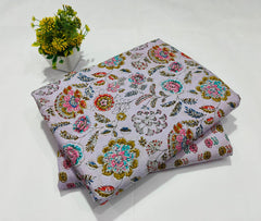 Premium Hand Block Printed Cotton Suit Top And Bottom Set(BFTB100)