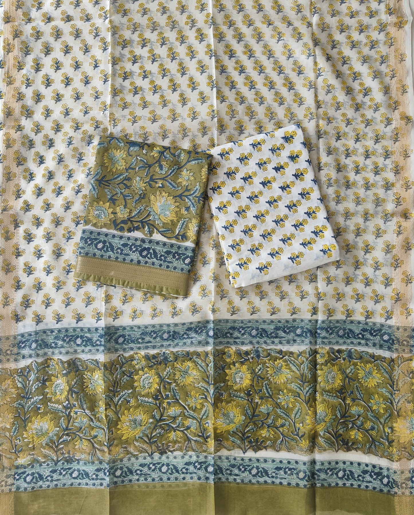 Premium Hand Block Printed Maheshwari Silk Suit(BFMAH81)