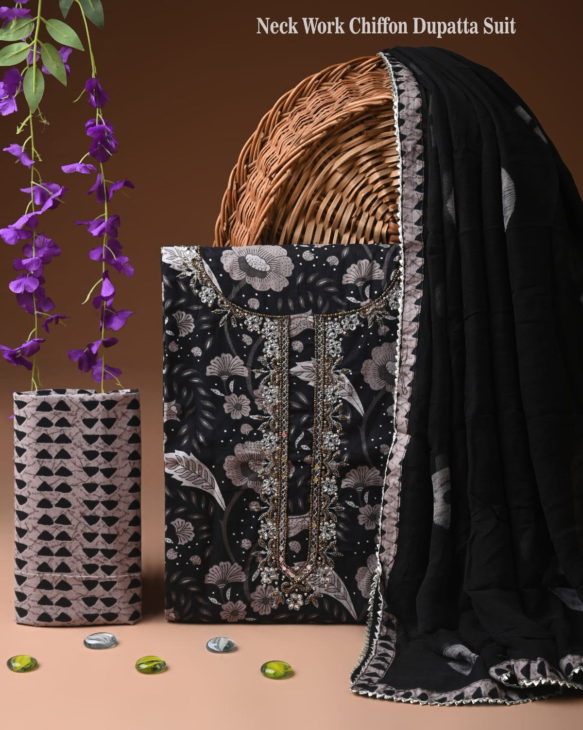 PREMIUM GOTA PATTI COTTON SUIT SET WITH CHIFFON DUPATTA(BSCOTGC29)