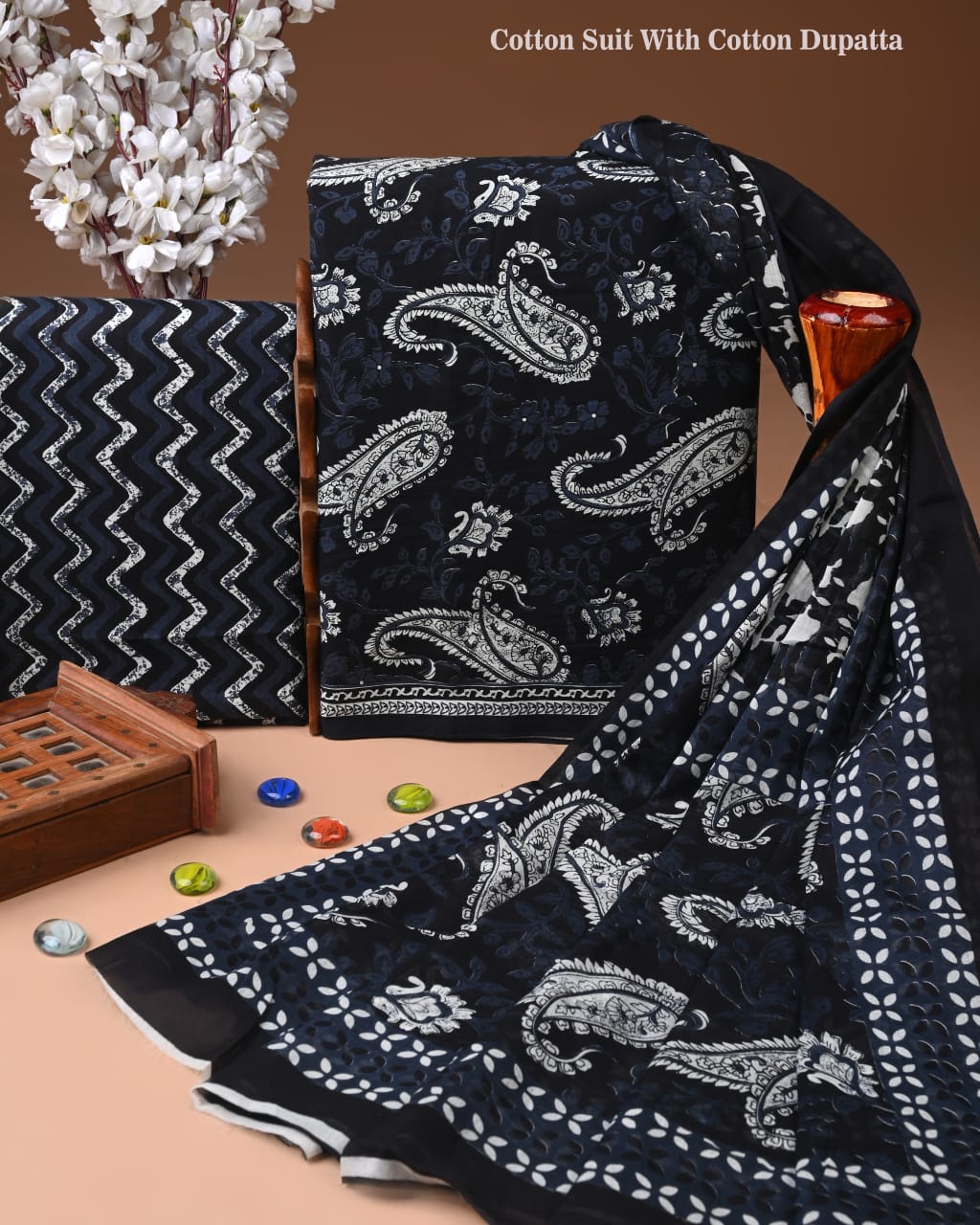 Exclusive Hand Block Cotton Suit With Cotton Dupatta