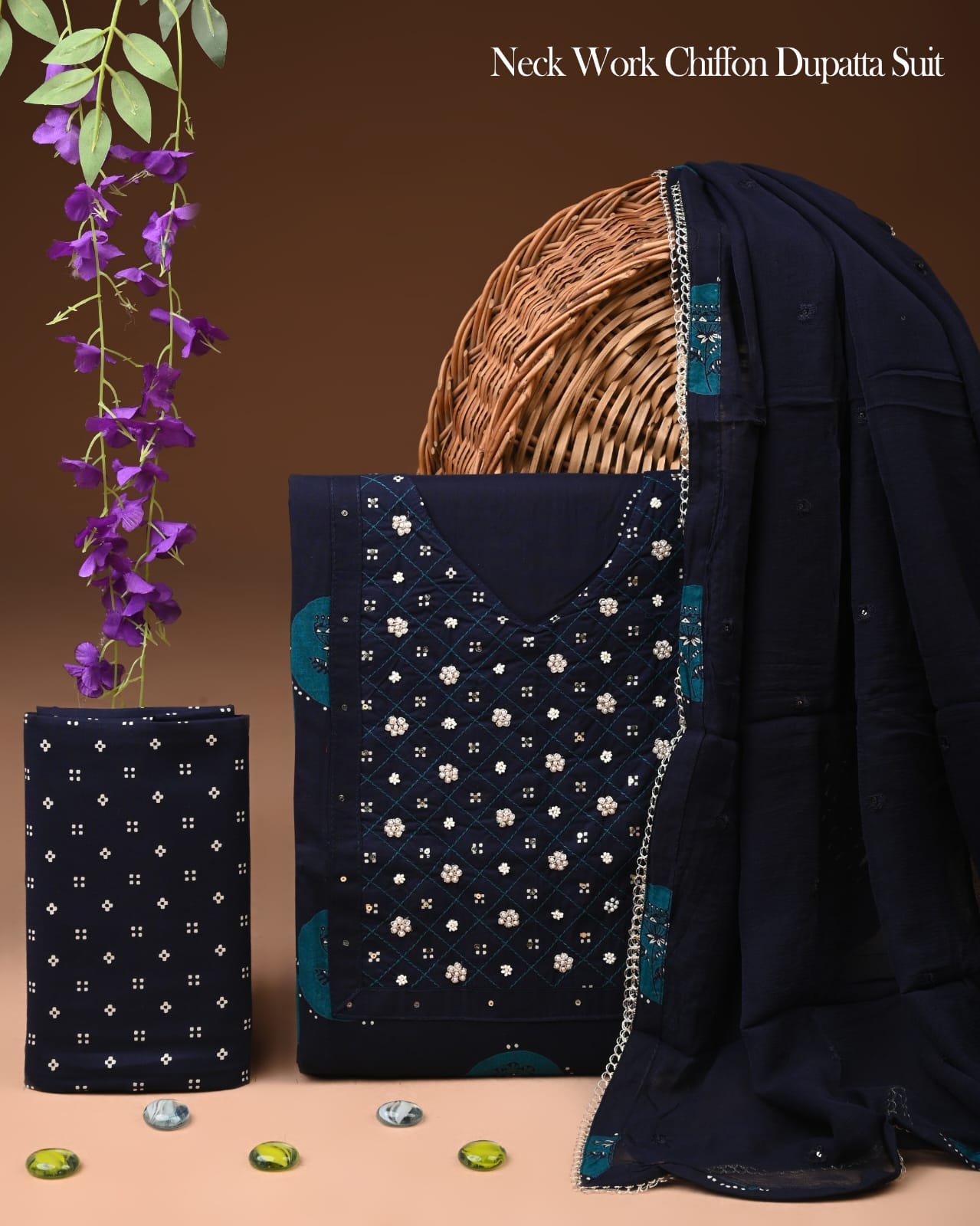 PREMIUM GOTA PATTI COTTON SUIT SET WITH CHIFFON DUPATTA