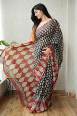 New Designer Hand Block Print Chanderi Silk Saree(BFCS55)