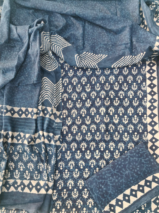 Exclusive Hand Block Cotton Suit With Cotton Dupatta(BFCOT80)