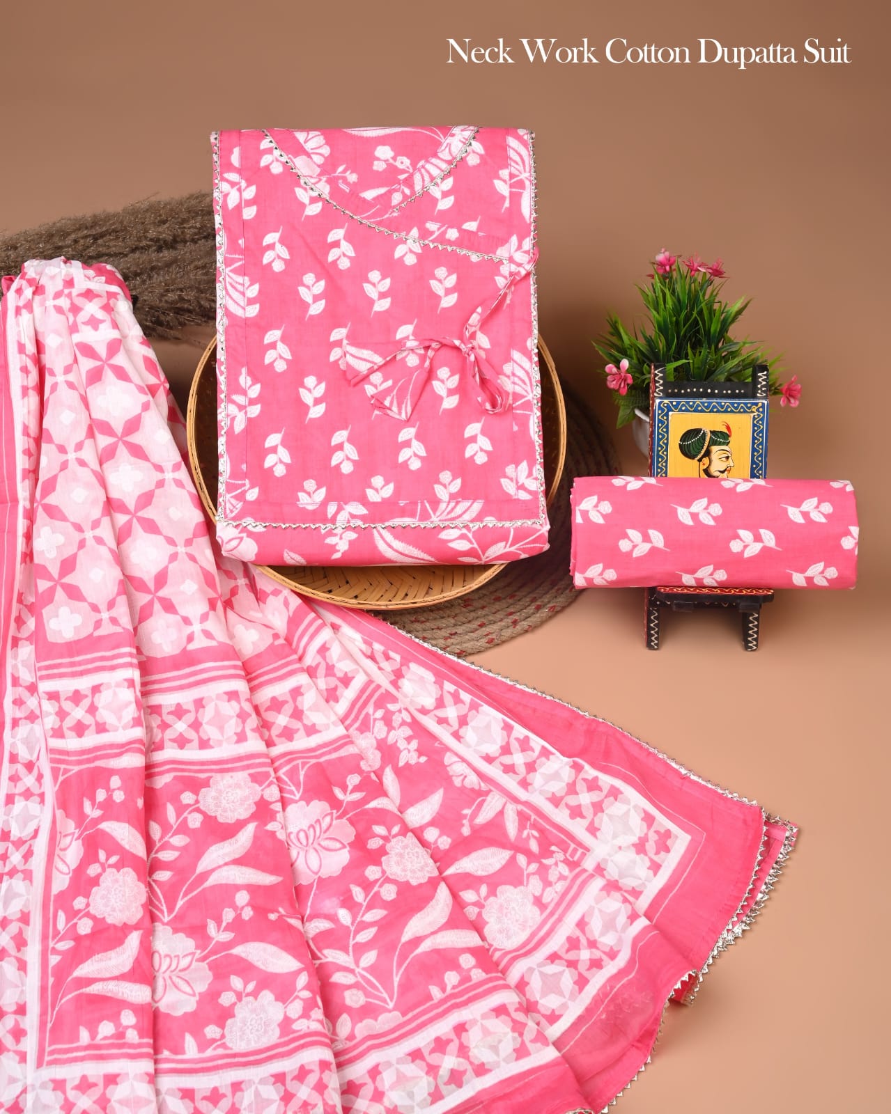PREMIUM GOTA PATTI COTTON SUIT SET WITH COTTON DUPATTA(BFCOTGP08)