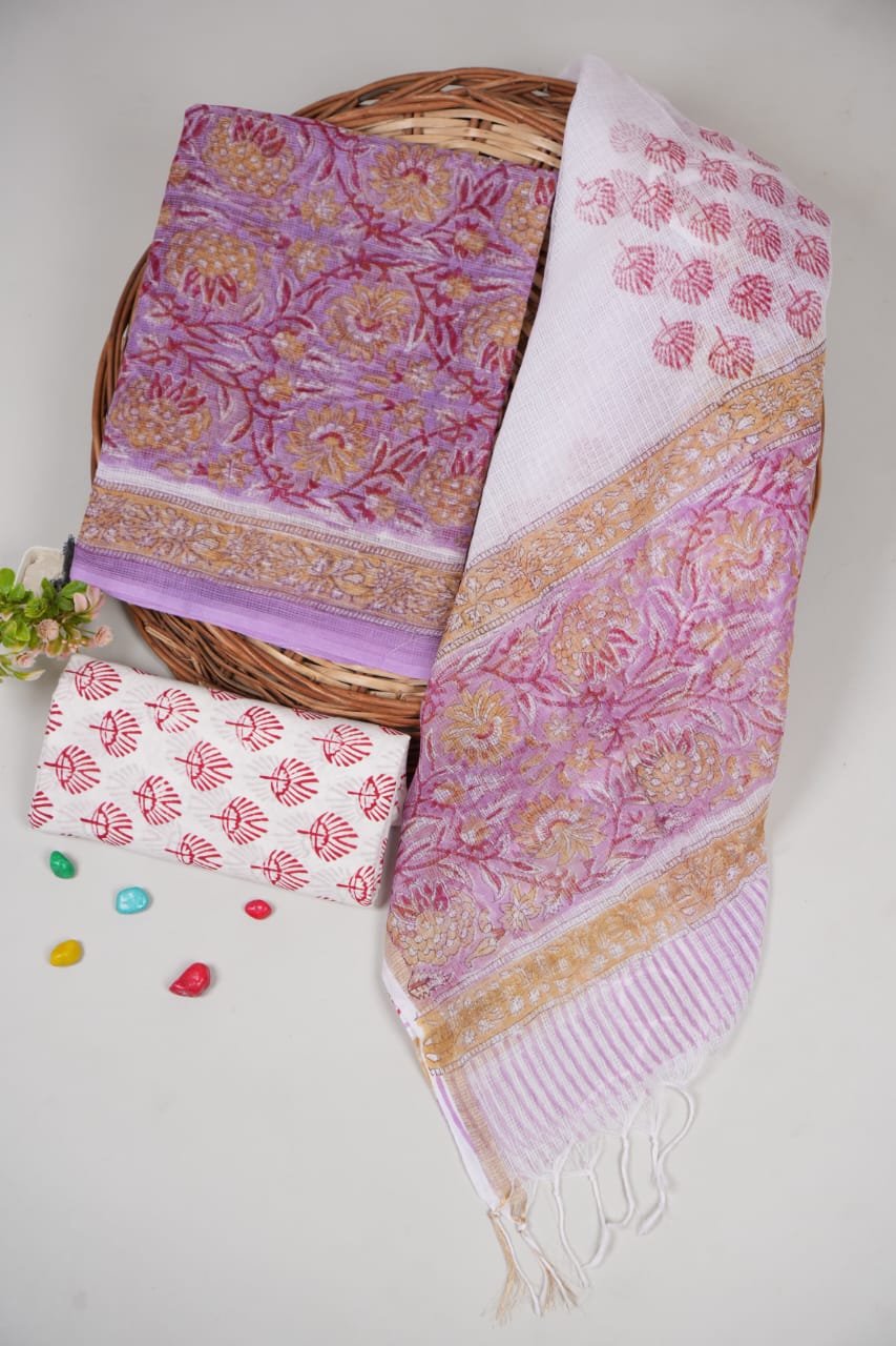 Premium Sanganeri Printed kota Suit With Kota Doria Duppta(BFFKO51)