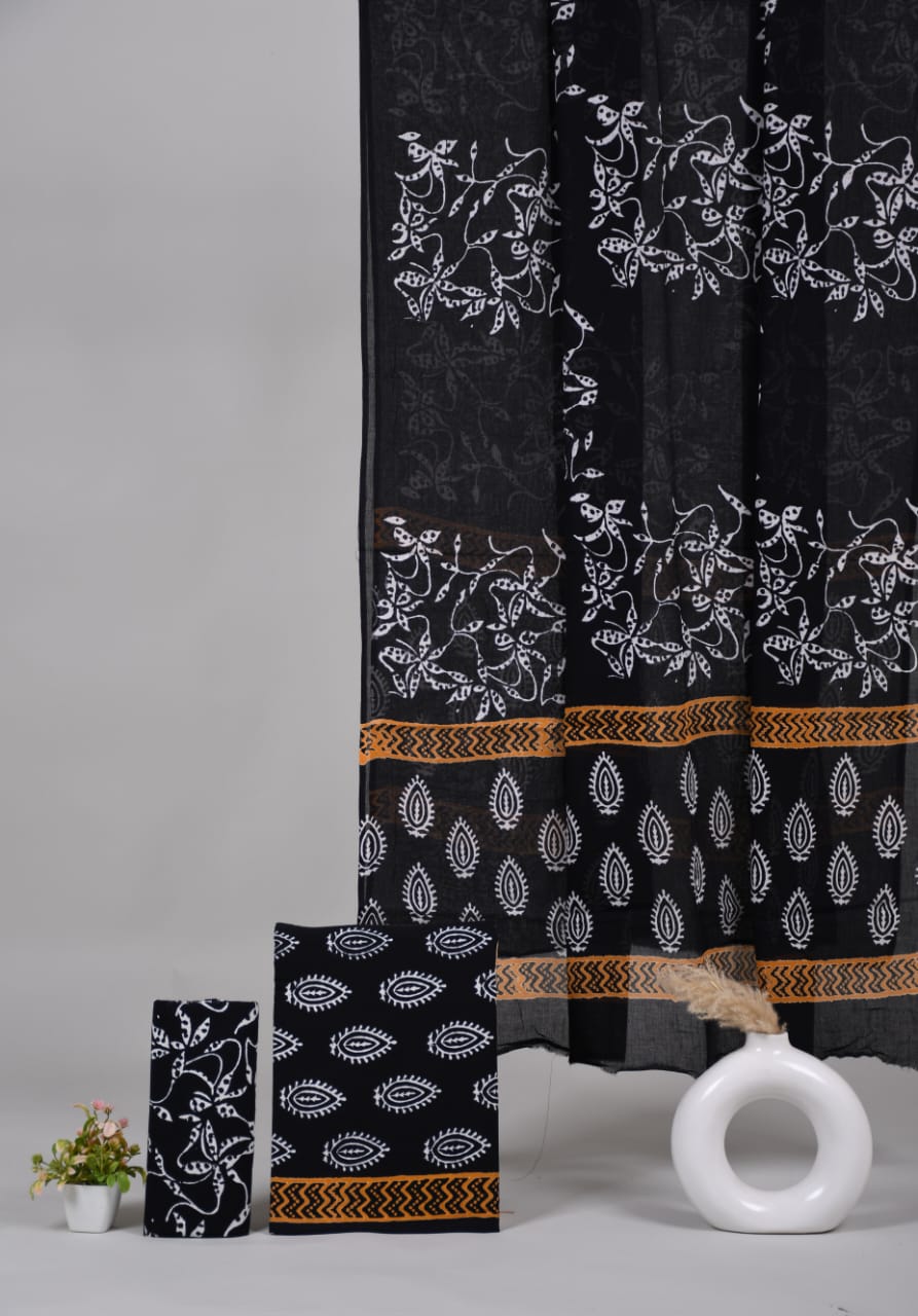 Exclusive Hand Block Cotton Suit With Cotton Dupatta