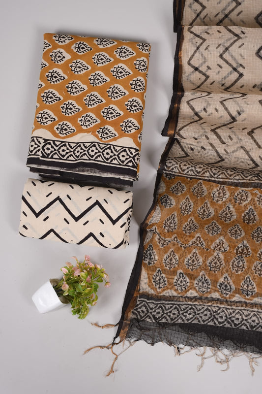 Premium Sanganeri Printed Cotton Suit With Kota Doria Duppta(BFCOTKD02)