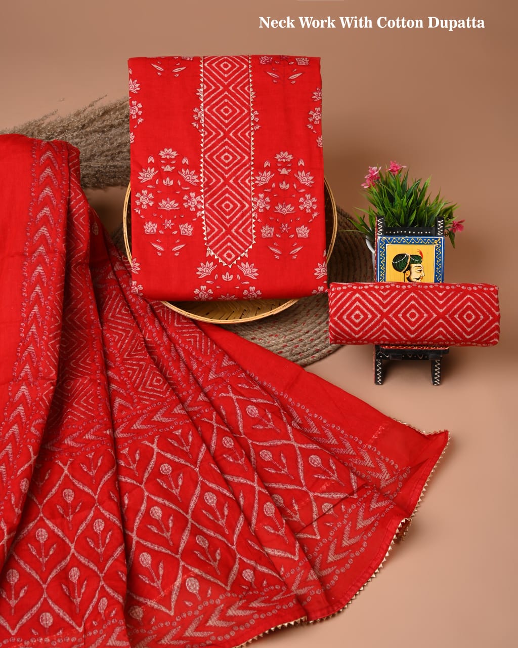 PREMIUM GOTA PATTI COTTON SUIT SET WITH COTTON DUPATTA(BFCOTGH112)
