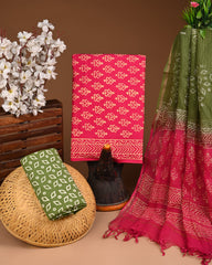 Premium Sanganeri Printed Cotton Suit With Kota Doria Dupatta