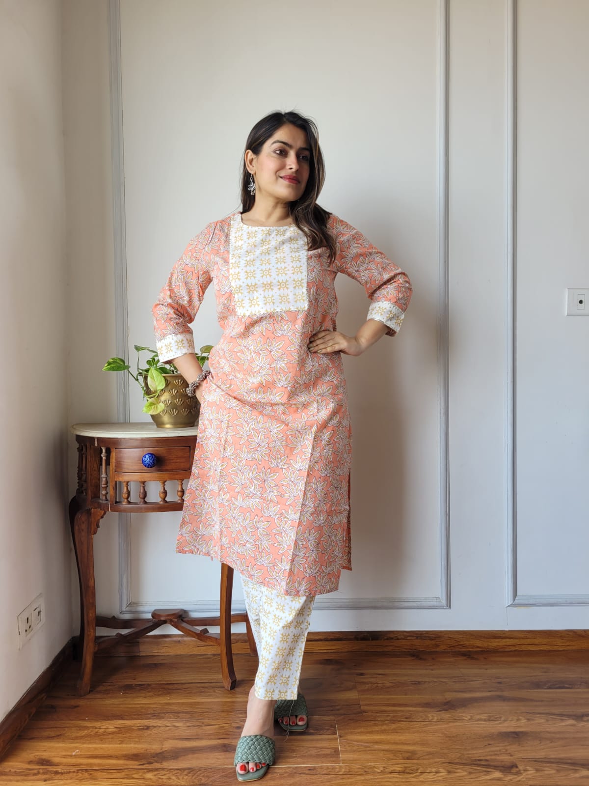 New Exclusive Hand  block printed Stitched Cotton  Kurtis with Pant