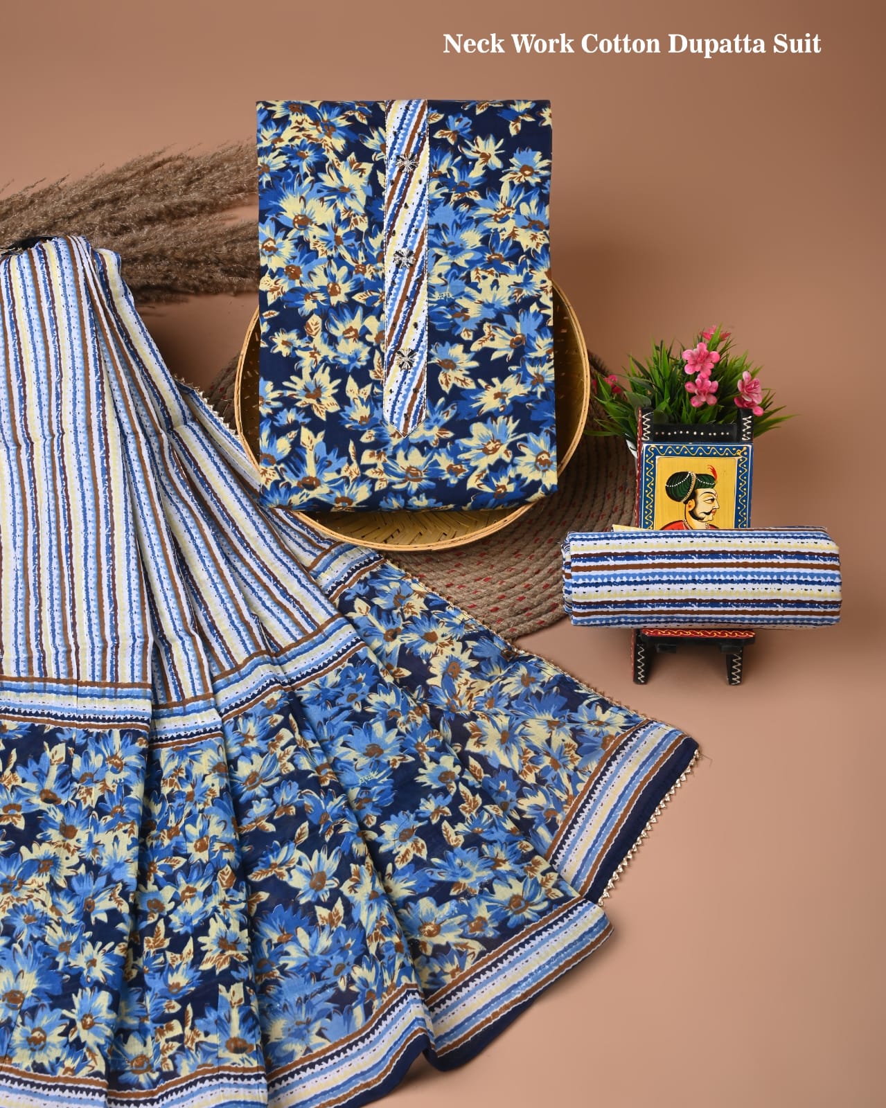 PREMIUM GOTA PATTI COTTON SUIT SET WITH COTTON DUPATTA(BFCOTGP37)