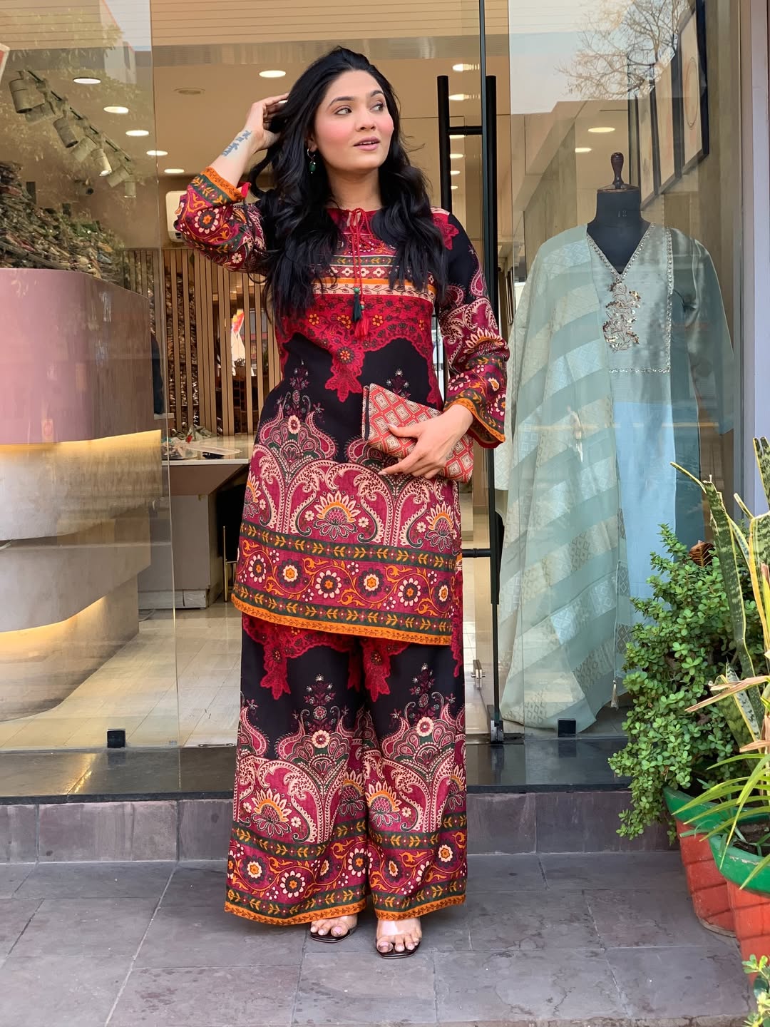 "Mughal Noir — Paisley Digital Print Kurta