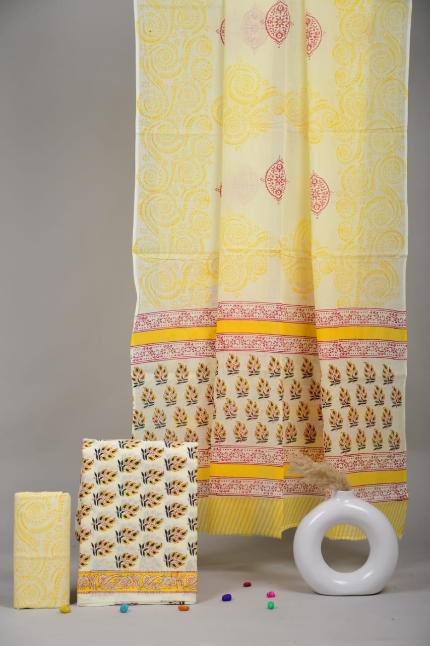 Exclusive Hand Block Cotton Suit With Cotton Dupatta