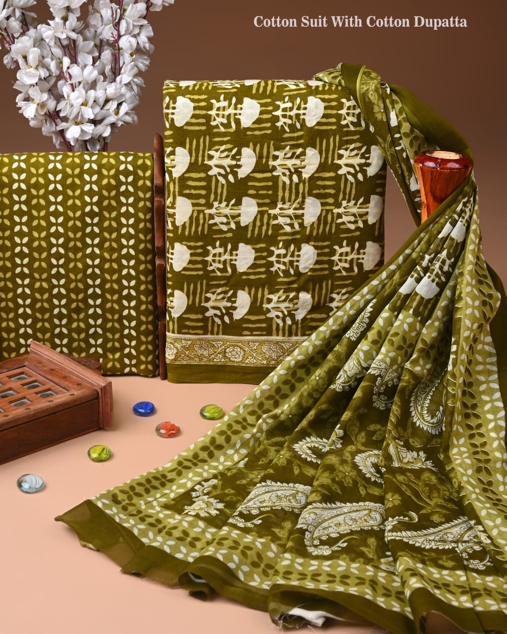 Exclusive Hand Block Cotton Suit With Cotton Dupatta
