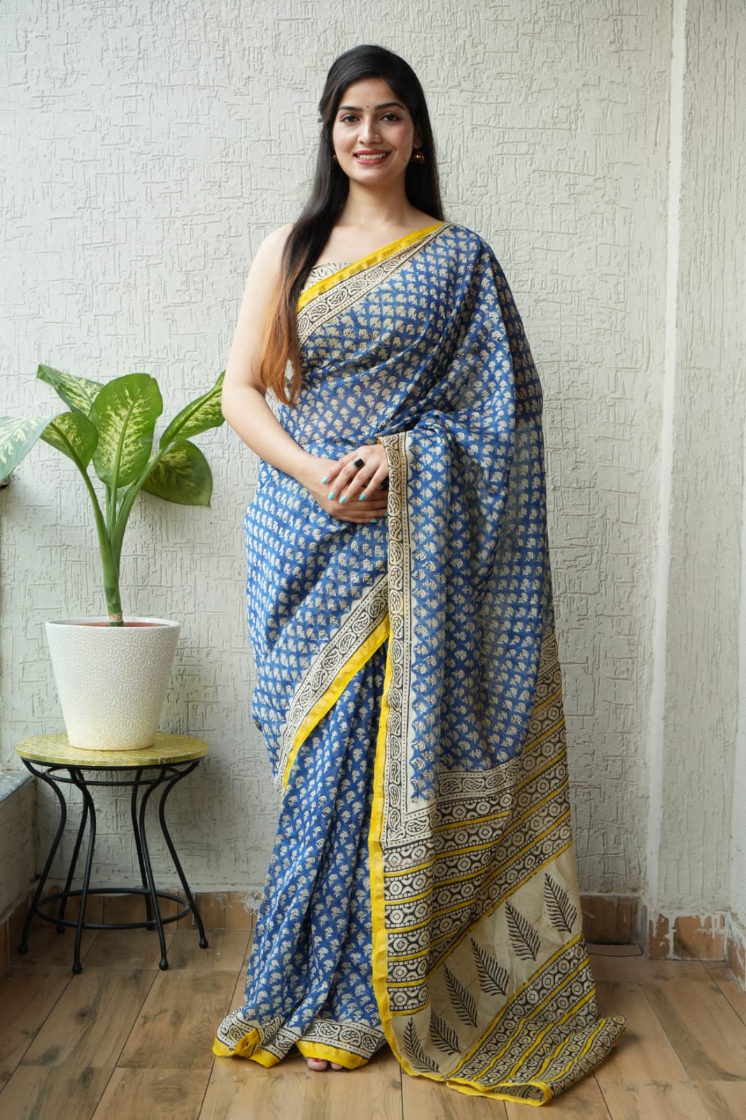 New Designer Hand Block Print Chanderi Silk Saree(BFCS36)