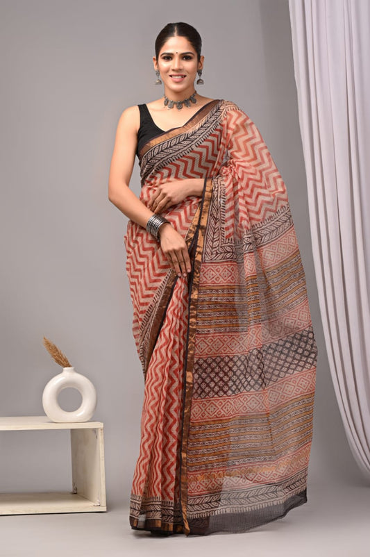 Red & Beige Printed kota doriya saree(BFKS19)