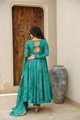 New launch
Walk gracefully in our new cotton Anarkali dupata set  with deep back neck and front neck design