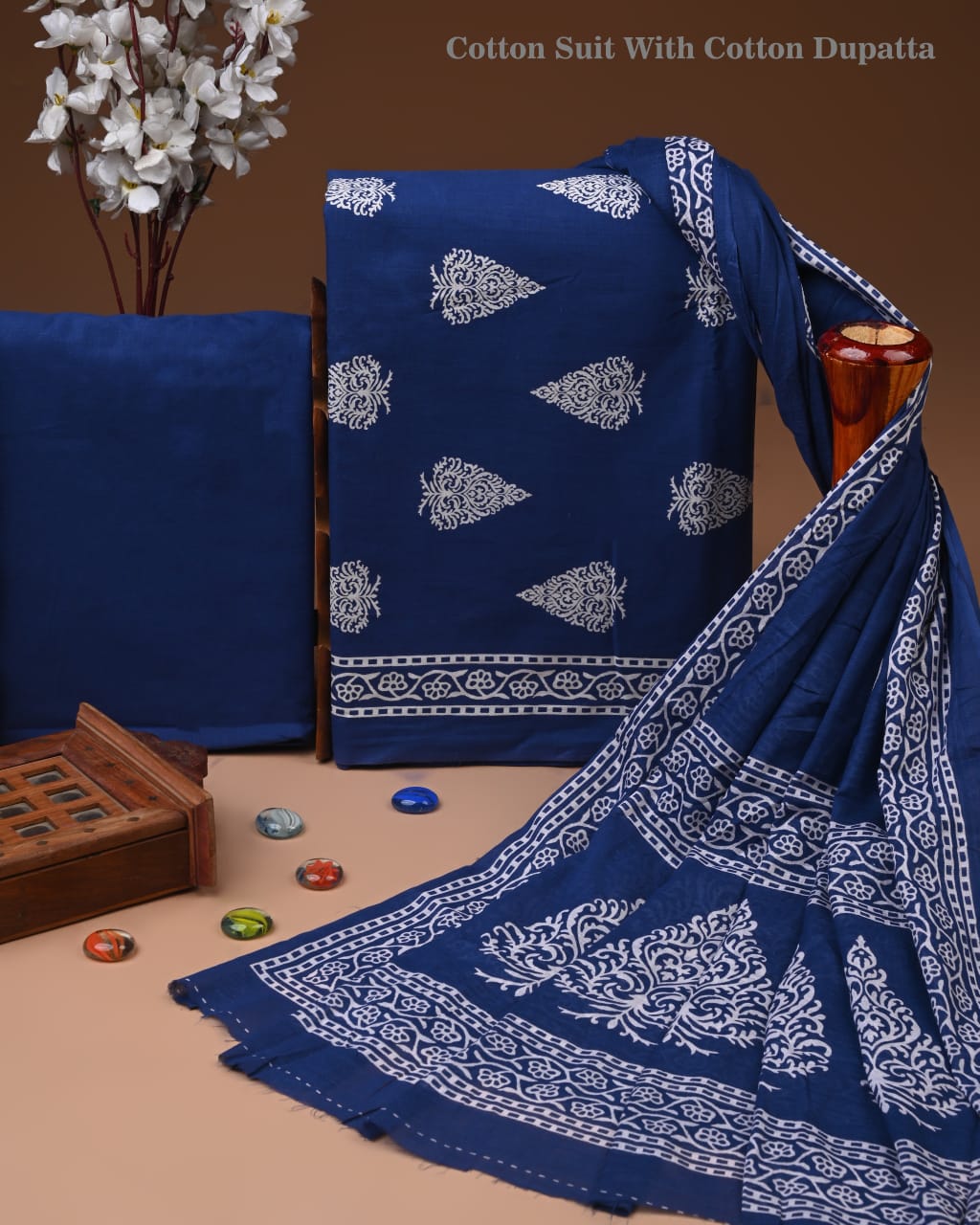 Exclusive Hand Block Cotton Suit With Cotton Dupatta