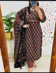 *This A-line pant set is perfect for the summer season with its vibrant floral print and confident pocket one side. Plus, the included matching dupatta completes the look and adds an extra touch