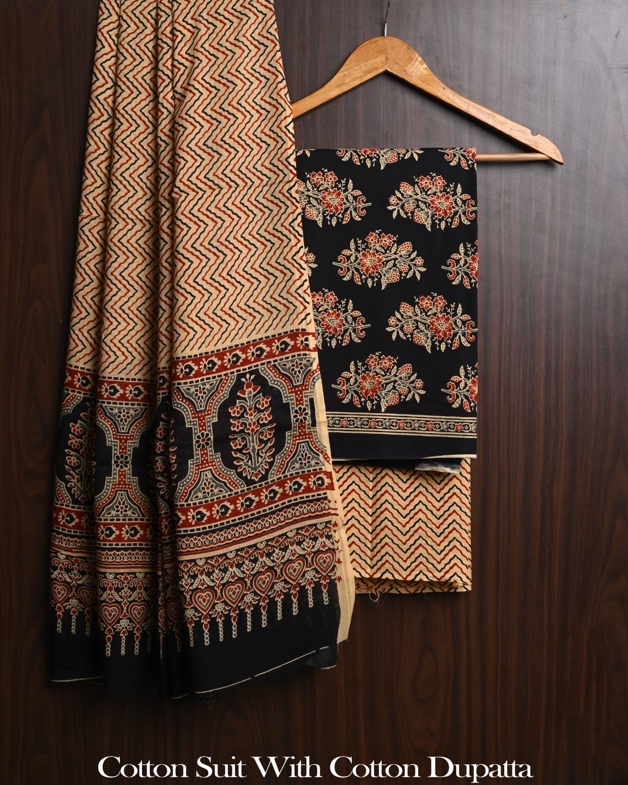 Exclusive Hand Block Cotton Suit With Cotton Dupatta(BFCOT150)