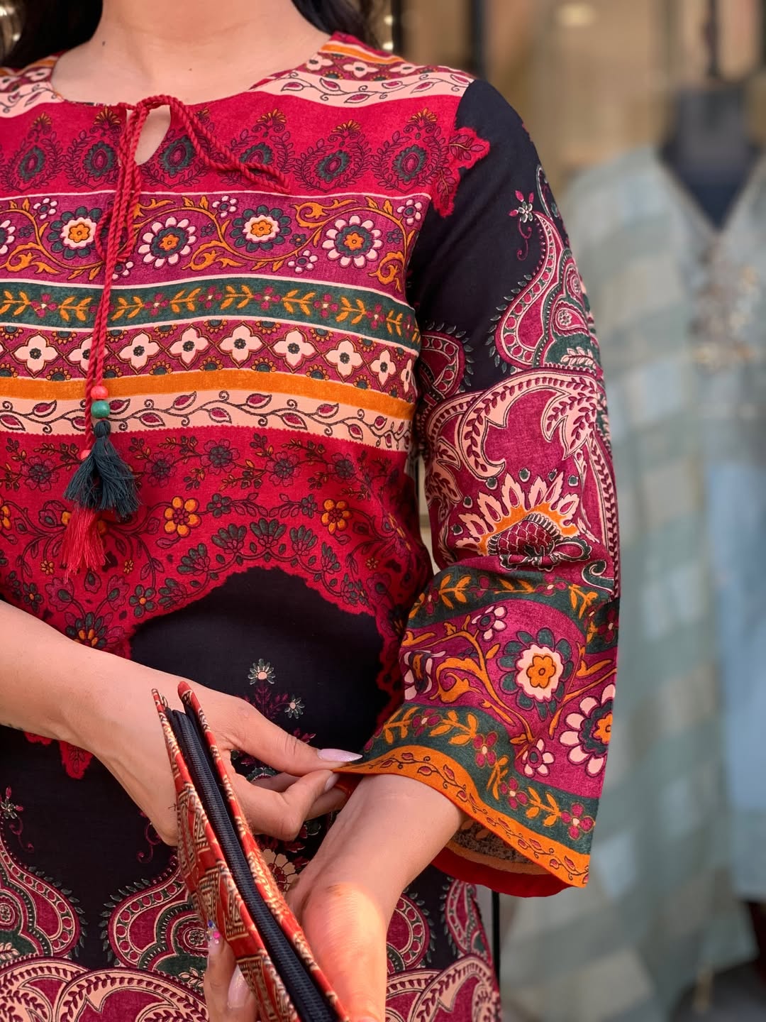 "Mughal Noir — Paisley Digital Print Kurta