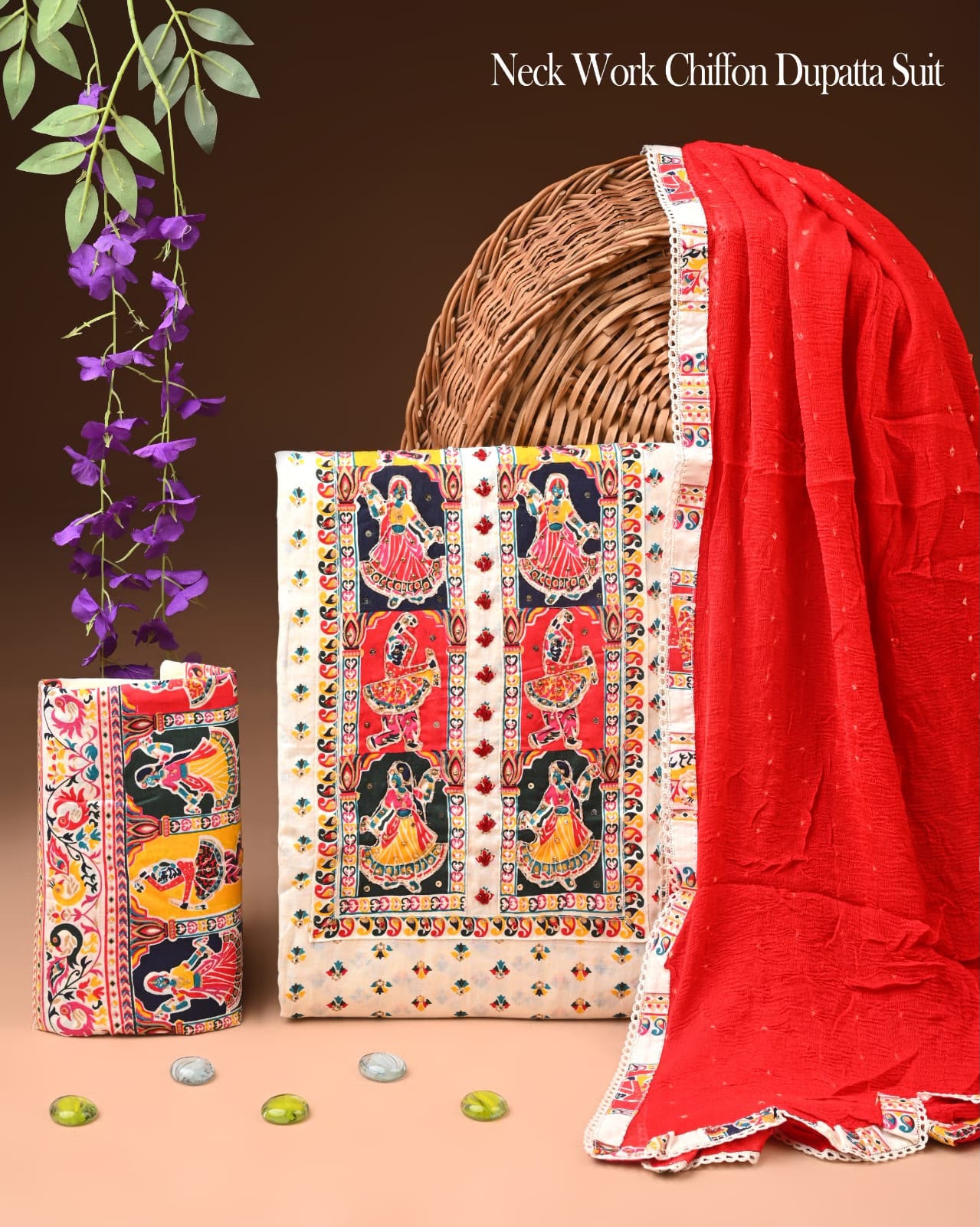 PREMIUM GOTA PATTI COTTON SUIT SET WITH CHIFFON DUPATTA
