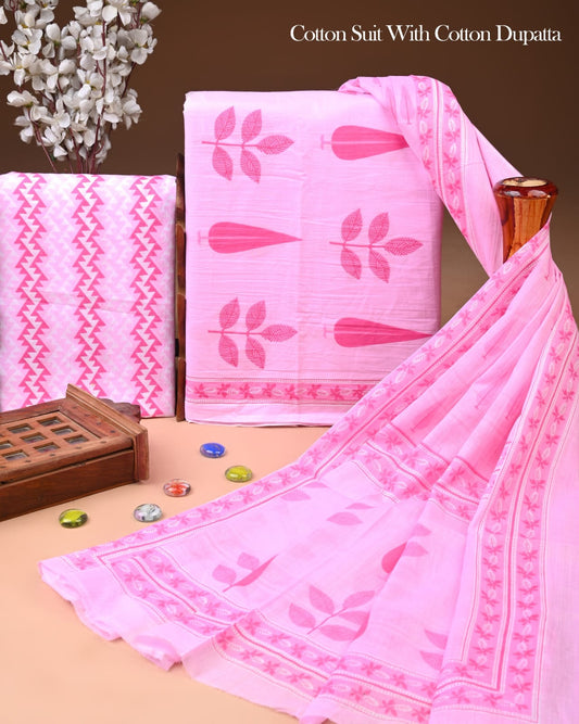 Exclusive Hand Block Cotton Suit With Cotton Dupatta