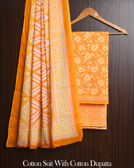 Exclusive Hand Block Cotton Suit With Cotton Dupatta